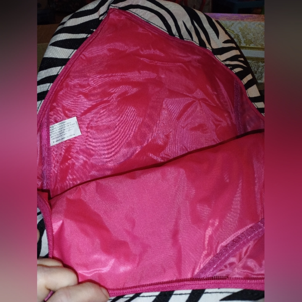 Zebra Pattern Backpack with Pink Interior - Picture 3 of 4